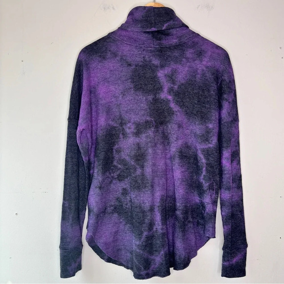 Michael Stars Black Purpler Tie Dye Marcy Cowl Neck Storm Wash Thermal Sz S NWT - Picture 11 of 13